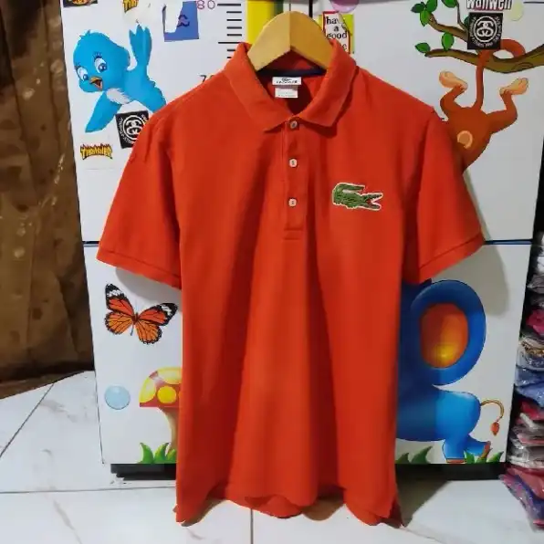 kaos polo shirt LACOSTE Big Logo colour Orange Size M