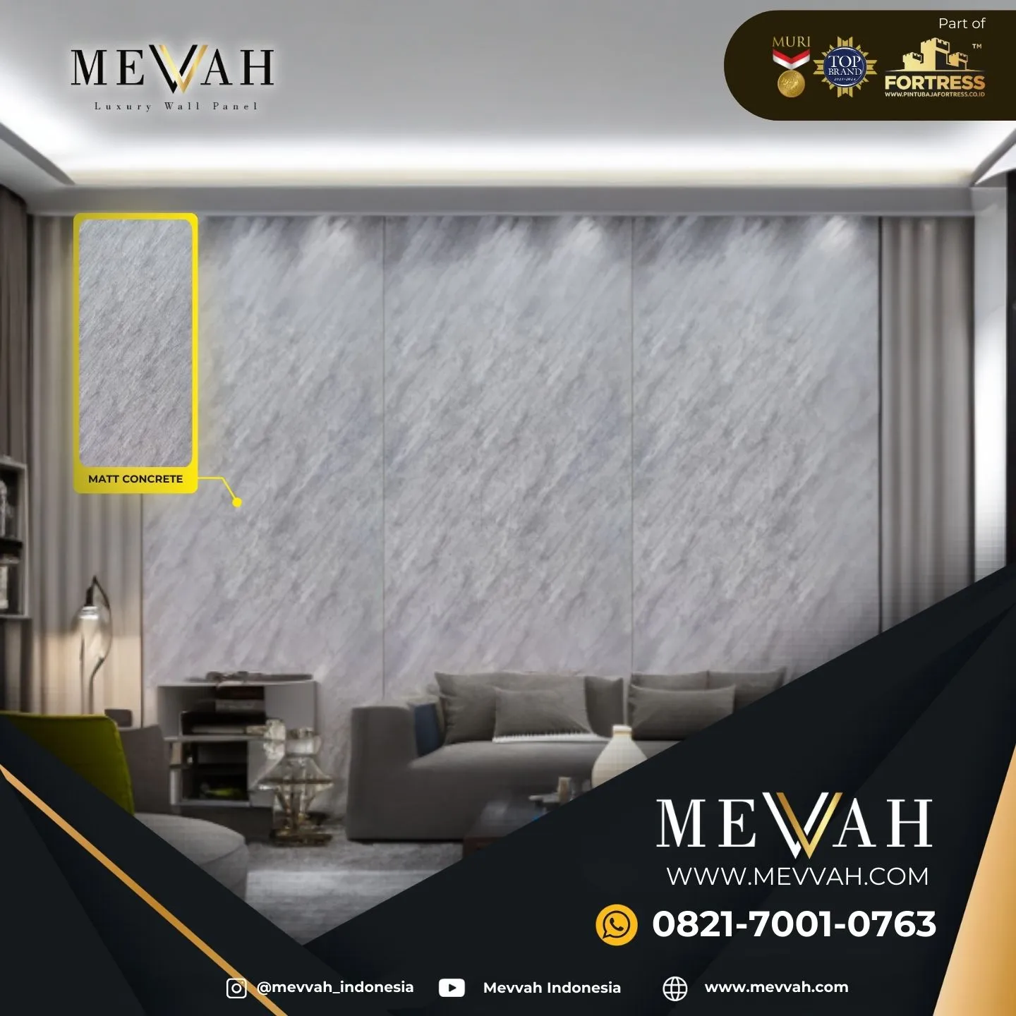 (MEVVAH) Pvc Marble Wall Panel Abu Abu Di Sintang