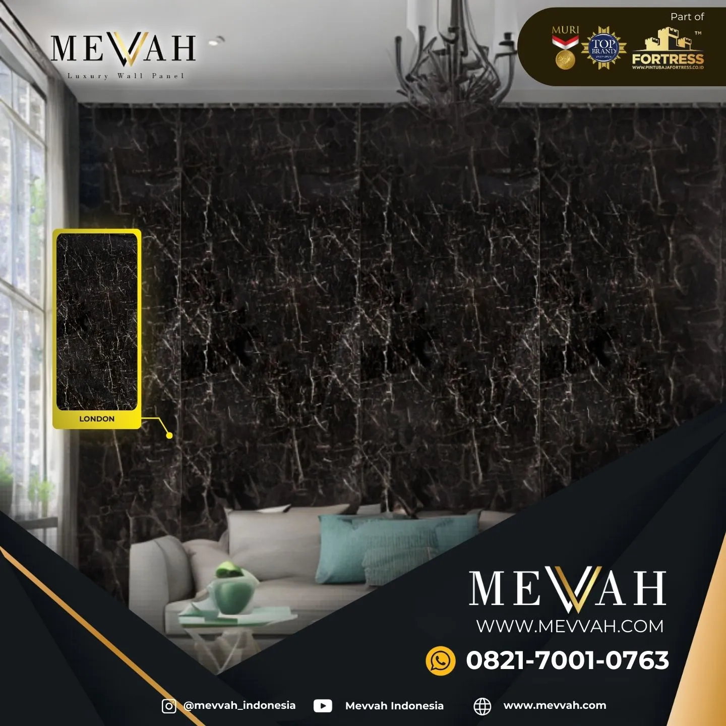 (MEVVAH) Panel Marmer Pvc Dinding Hitam Di Mempawah