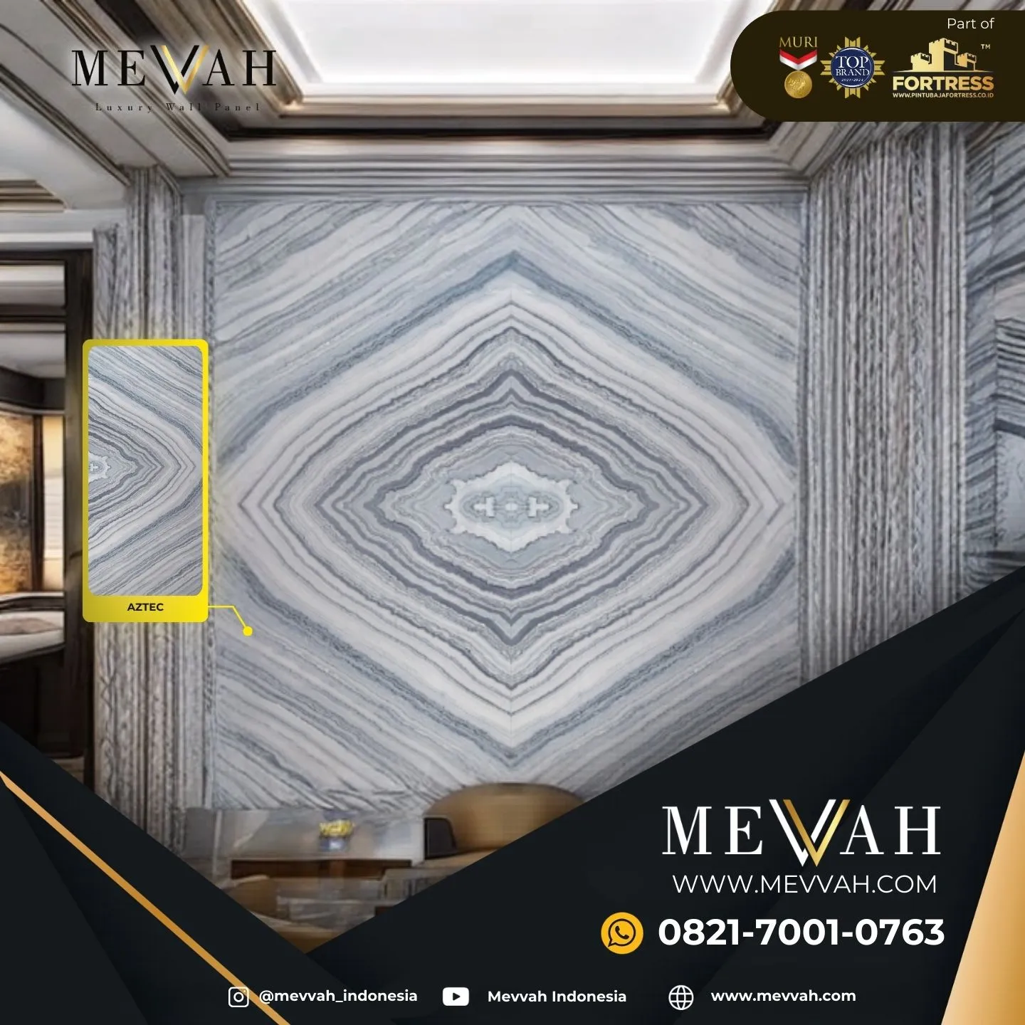 (MEVVAH) Marble Pvc Wall Panel Abu Abu Di Singkawang