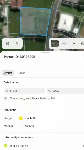 Dijuak 9,25 are, Jl. Subak Daksina Puri Sambadha Tibubeneng Canggu Kuta Utara