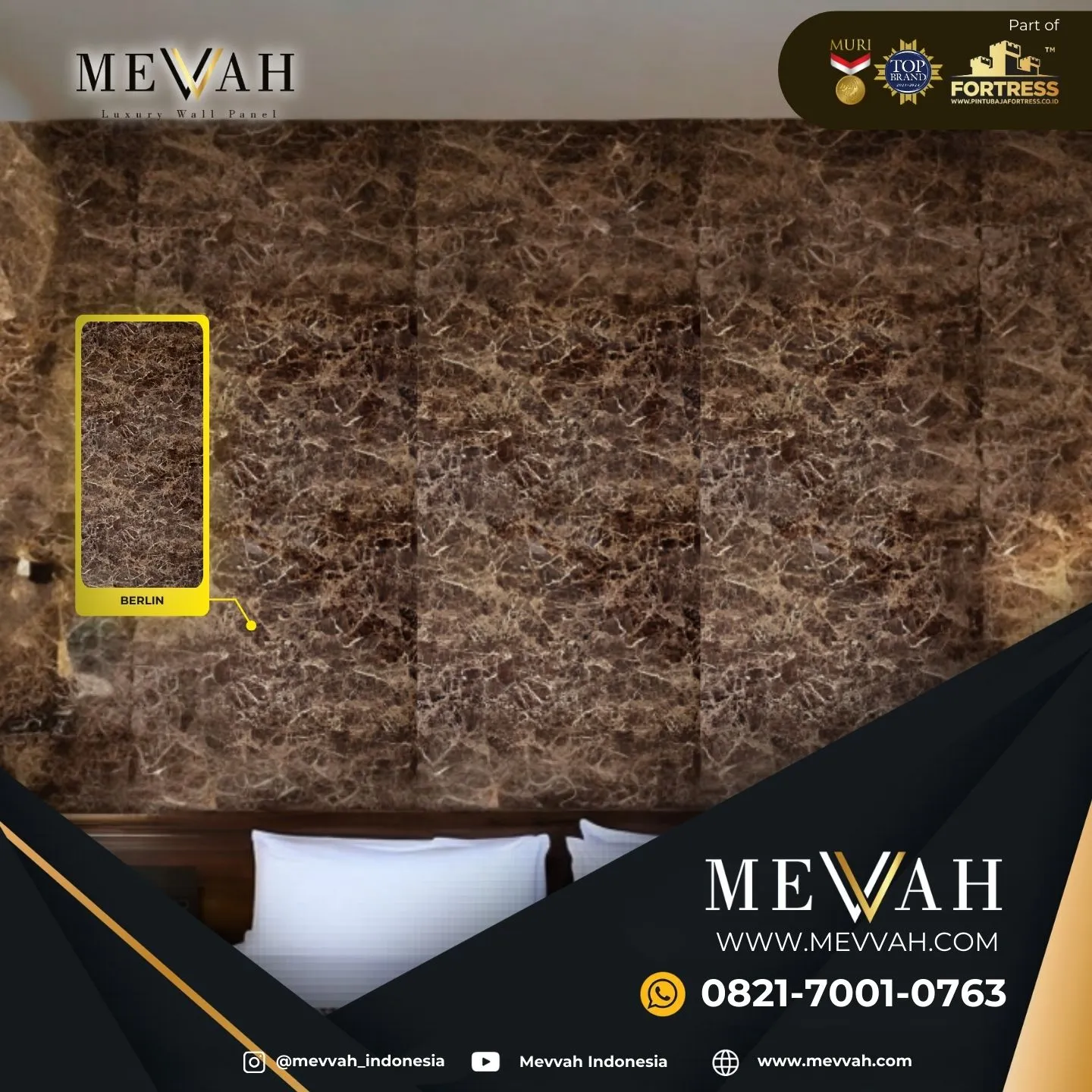 (MEVVAH) Pvc Wall Marble Panels Coklat Di Sekadau