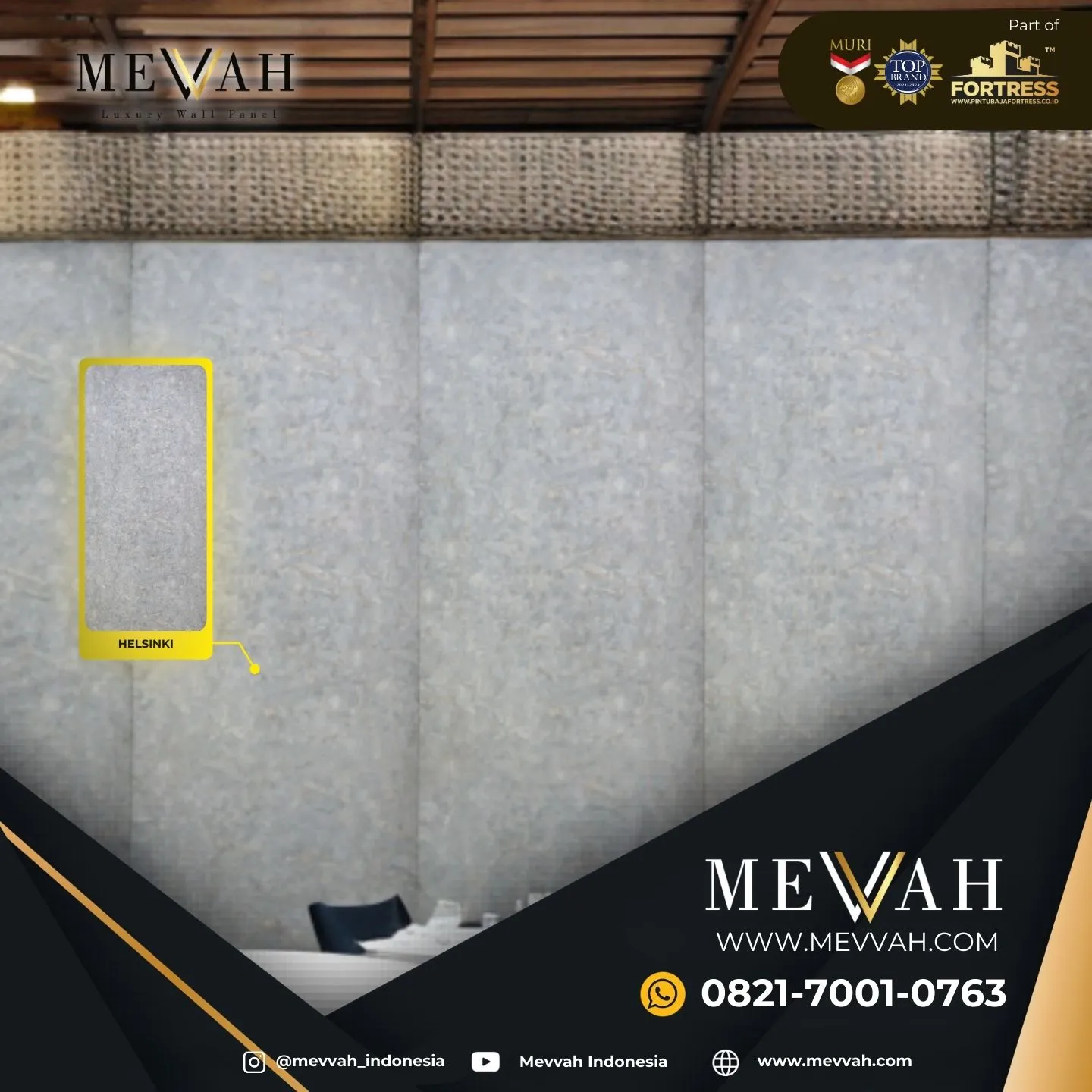 (MEVVAH) Panel Pvc Motif Marmer 2 Meter Di Palu