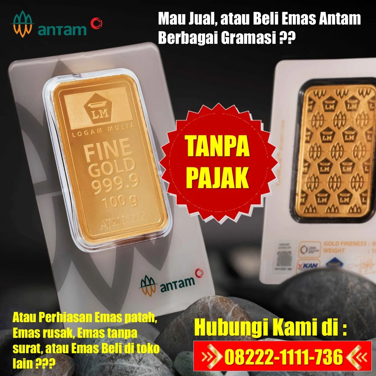 Hub0822-2111-1736, WA [ TANPA POTONGAN ], Jual Cincin Emas Rusak Tanpa Surat Utan Kayu Utara