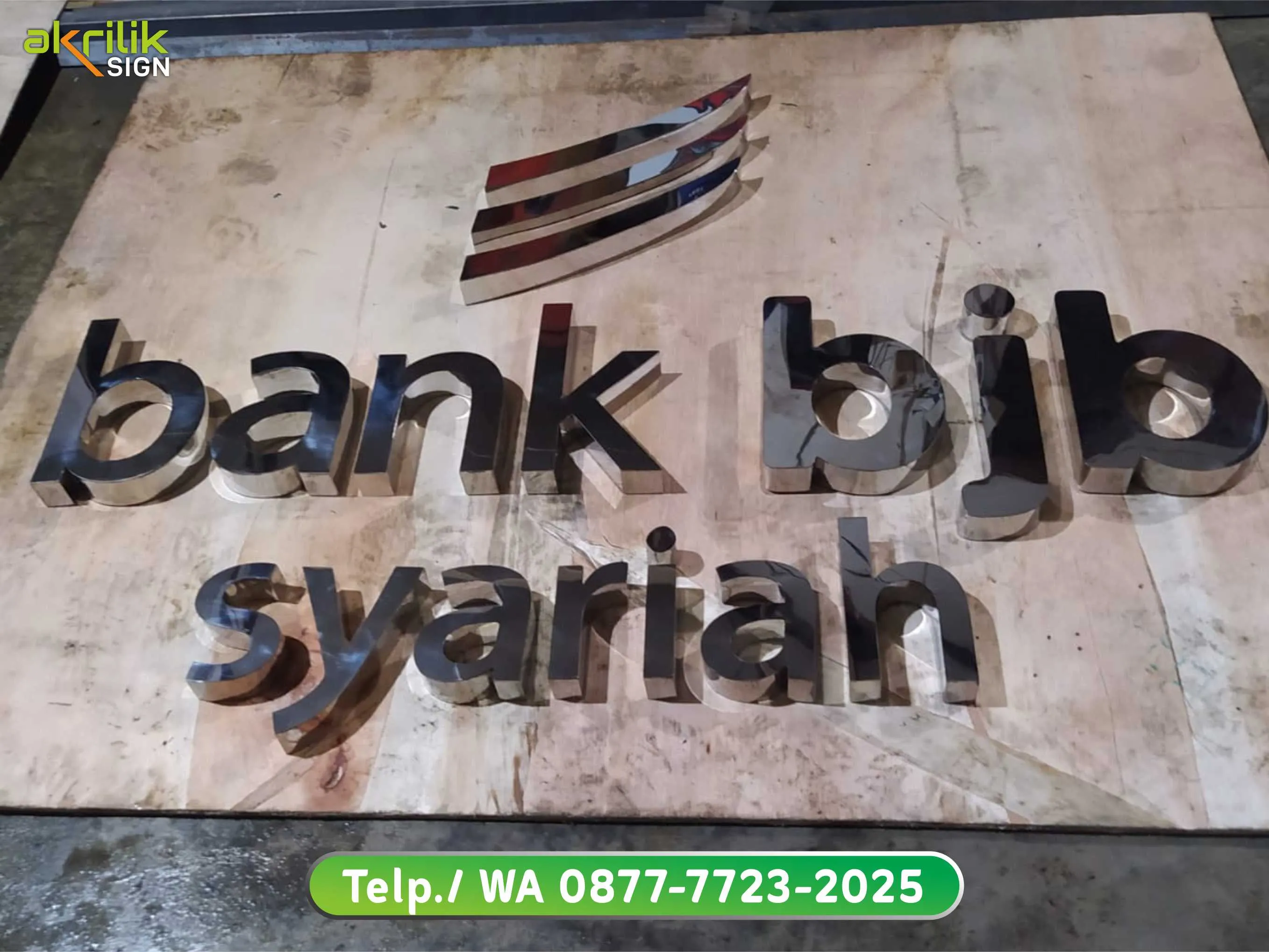 Papan Nama Huruf Timbul Stainless Bank Bjb Syariah
