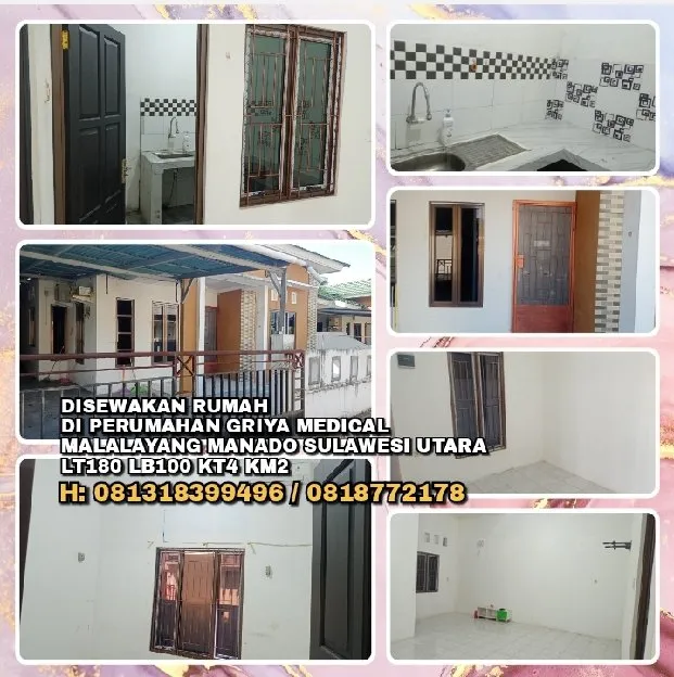 DIKONTRAKKAN RUMAH DI PERUM GRIYA MEDICAL MALALAYANG MANADO SUL-UT. LT180 LB100 KT4 KM2 AC