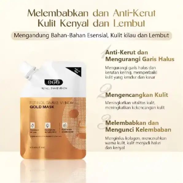 EGG - [BPOM] Masker Retinol Emas Anti Aging Mengencangkan Kulit - Mencerahkan Wajah - Mengurangi Ker