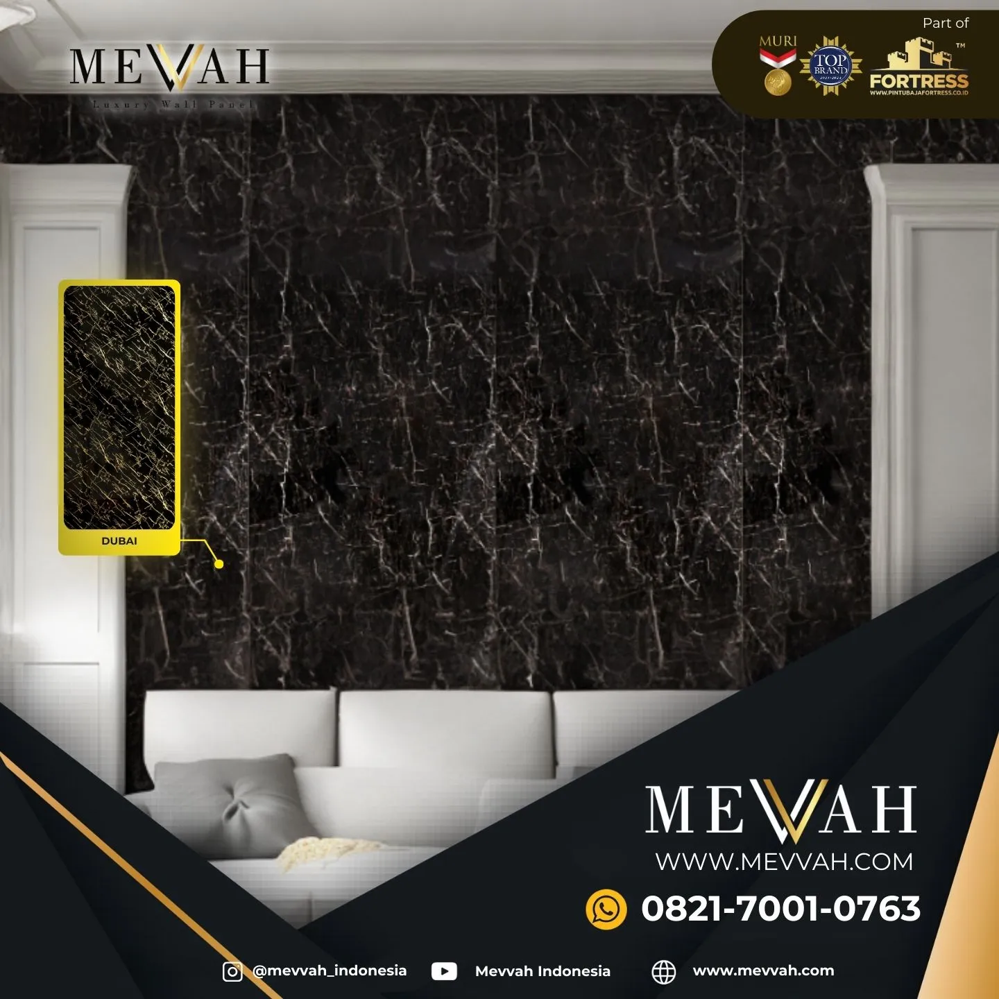 (MEVVAH) Panel Marmer Pvc Dinding Hitam Di Kayong Utara