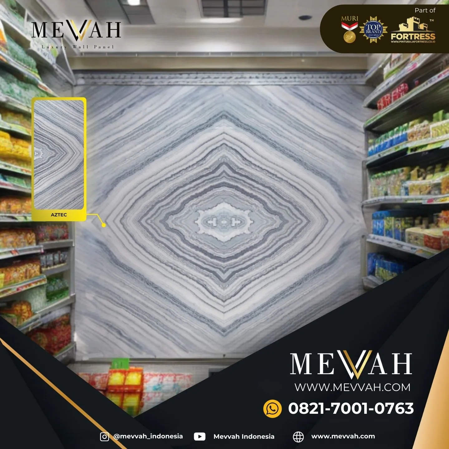 (MEVVAH) Wall Pvc Marble Panel Abu Abu Di Mempawah