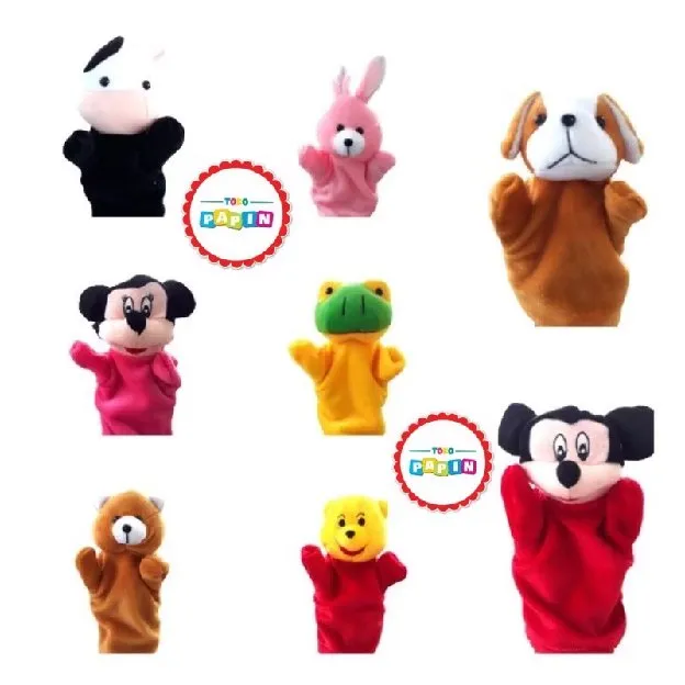 Boneka tangan karakter Hand puppet character Boneka tangan edukasi belajar binatang lucu bahan kain