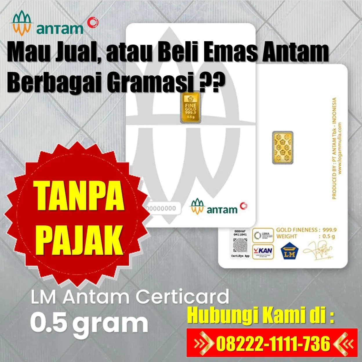 Hub0822-2111-1736, WA [ TANPA POTONGAN ], Jual Emas Lantakan Semper Timur