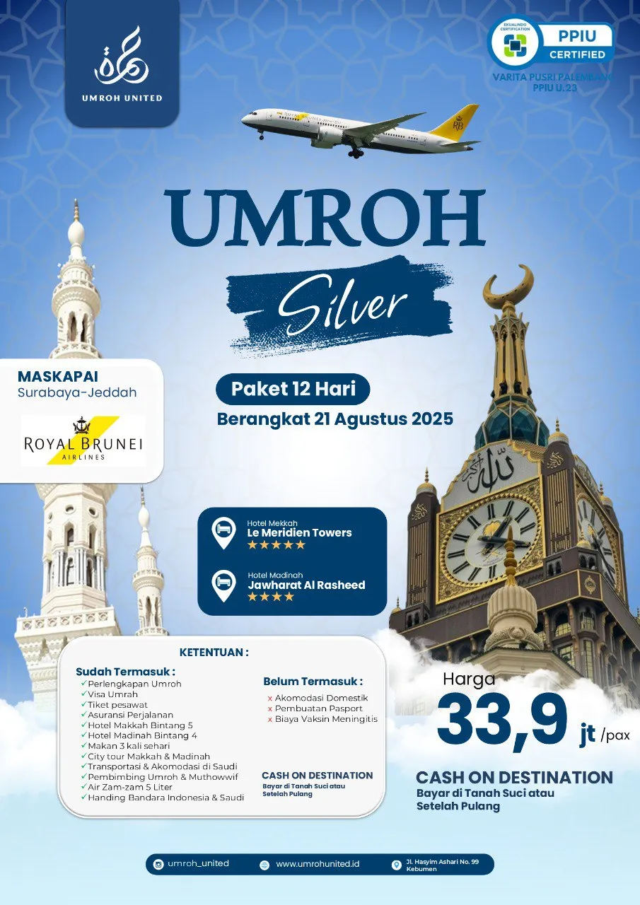DEKAT MASJIDIL HARAM, Paket Travel Umroh Agustus 2025 Boyolali Padang Jogja UMROH UNITED bangkalan UMROH UNITED bangkalan JAWA TIMUR