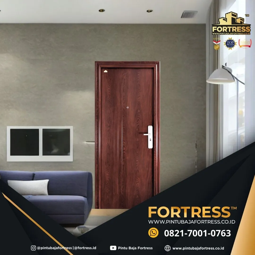 (FORTRESS) Pintu Kamar Tidur Besi Motif Kayu Di Palu