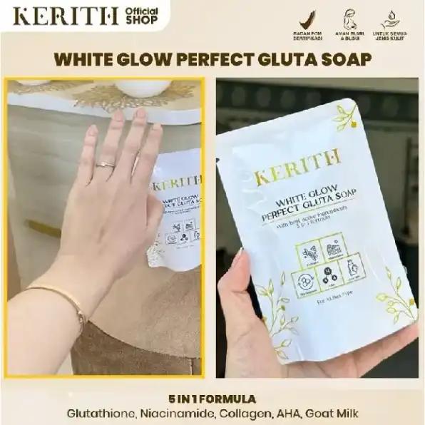 KERITH White Glow Perfect Gluta Soap Sabun Pemutih Badan & Body Serum BPOM