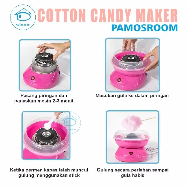 Mesin Gulali Mini Electric Cotton Candy Floss Maker Alat Pembuat Permen Gula Kapas