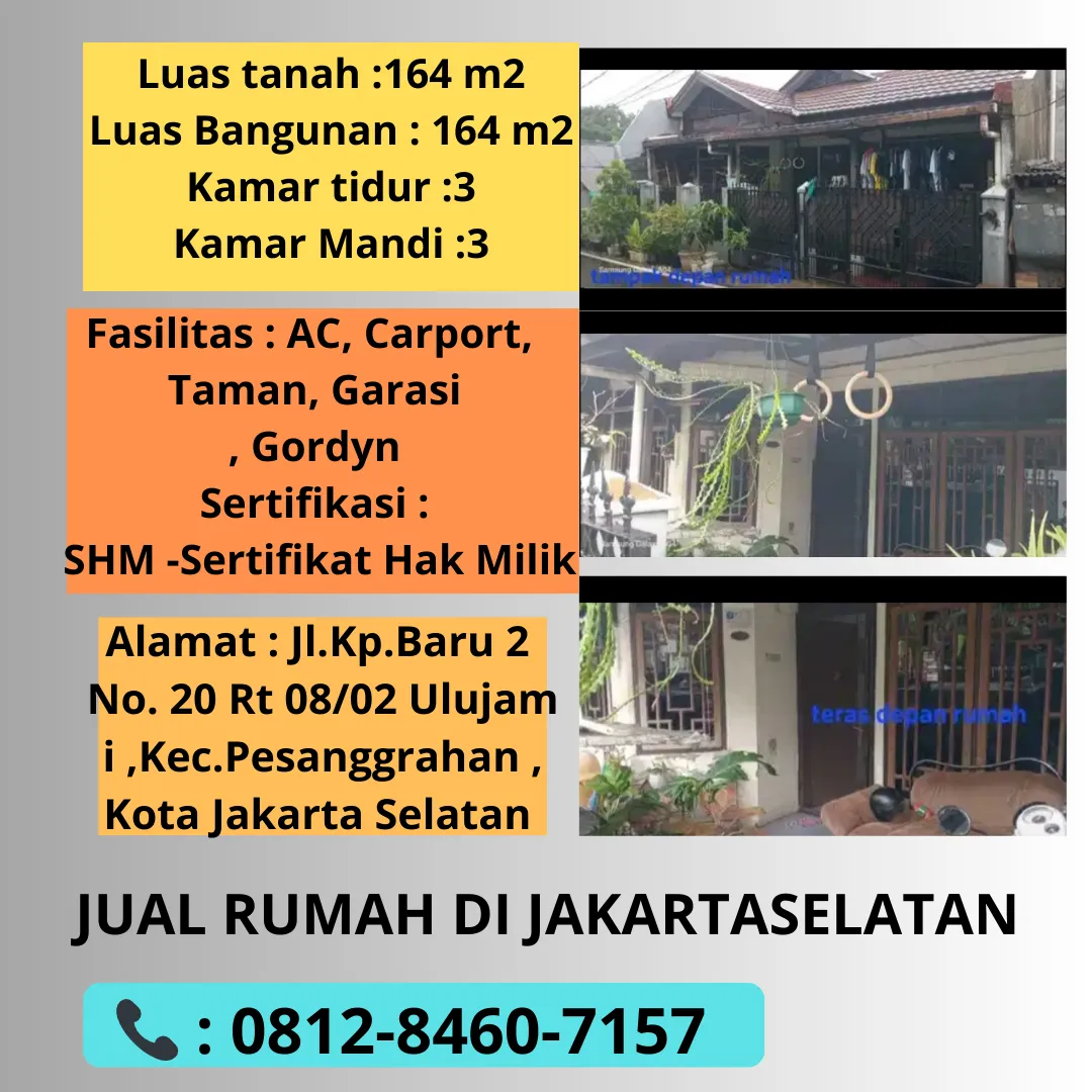 Murah Meriah  Harga Jual Rumah Dekat dengan universitas Budi Luhur Dekat dengan kampus Jakata Selatan