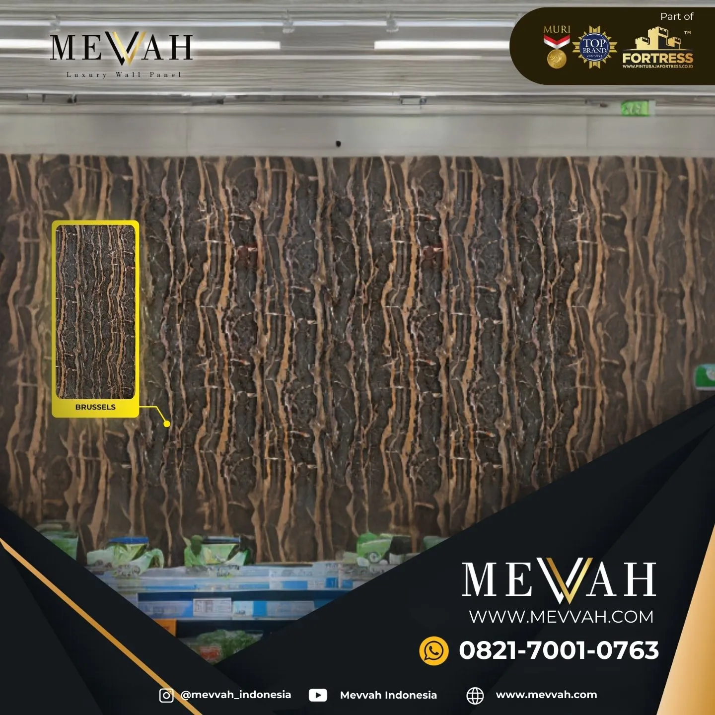 (MEVVAH) Wall Panel Dinding Marmer Coklat Di Melawi