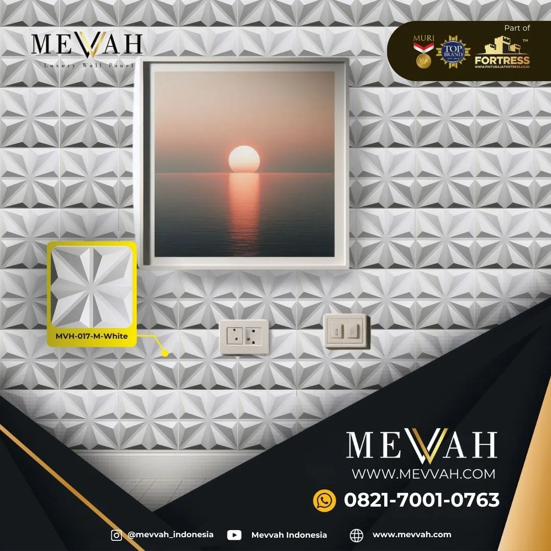 (MEVVAH) Wall Panel 3D Dinding Pvc Ruang Tamu White Di Mempawah