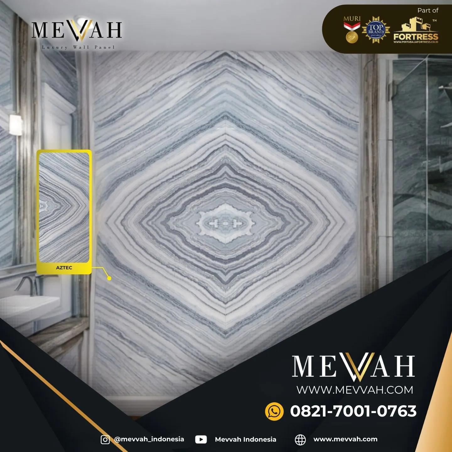 (MEVVAH) Wall Panel Marmer Pvc Abu Abu Di Sanggau