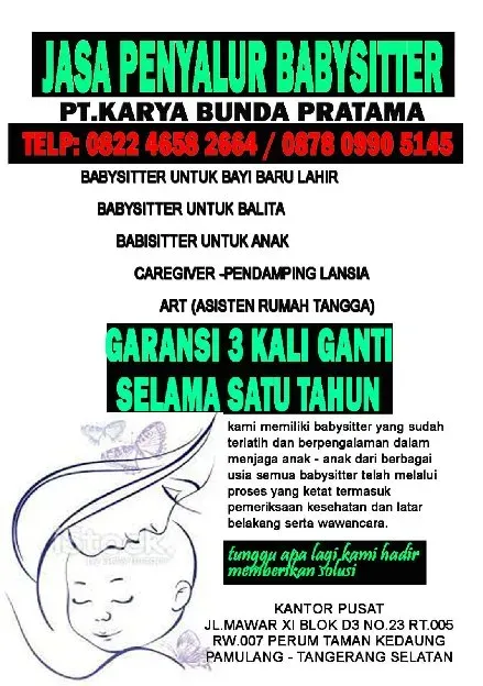 PT Karya Bunda Pratama Jasa Penyaluran Baby Sitter ART Jakarta Selatan
