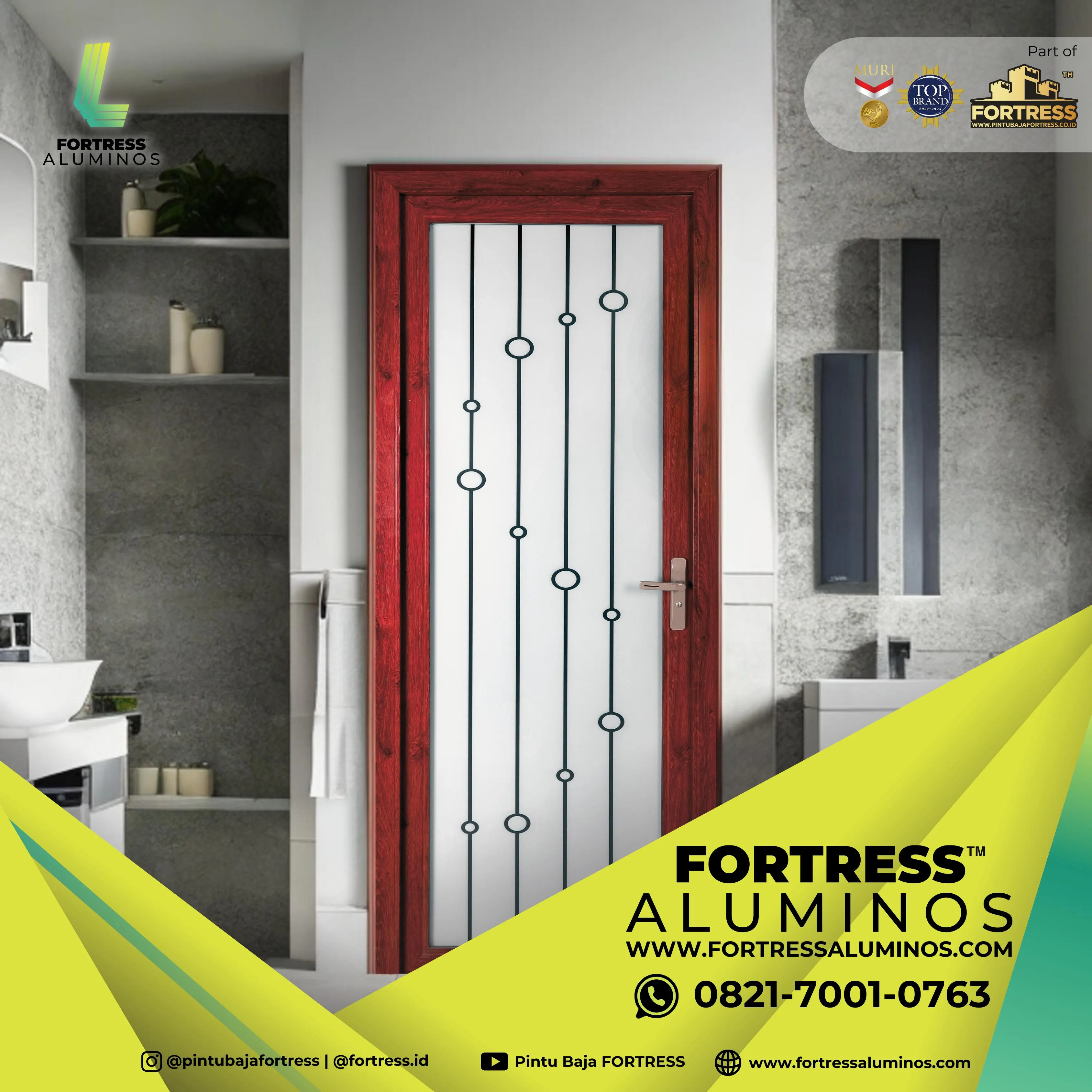 (ALUMINOS) Pintu Aluminium Urat Kayu Di Palu