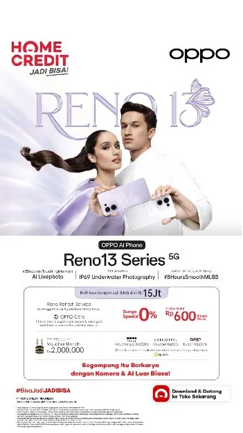 Segampang itu Kredit Oppo Reno 13 5G 12 256GB, Dapatkan Promo Bunga 0% & Bebas 2x cicilan