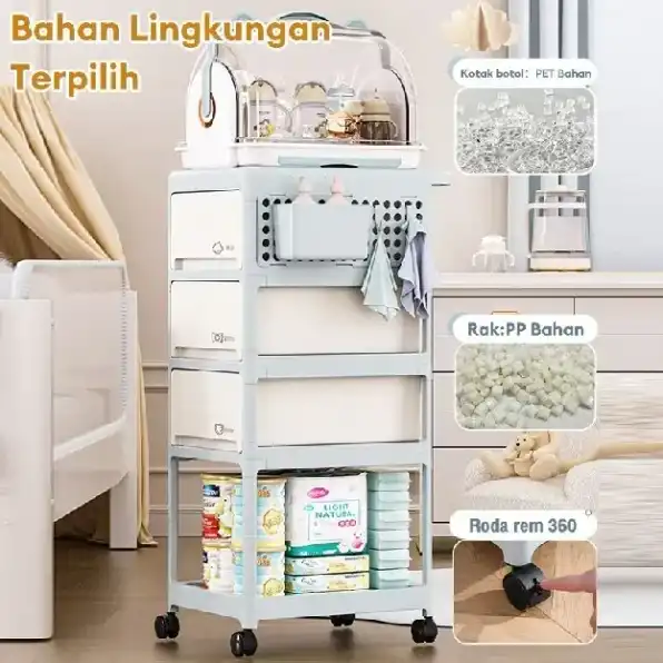 [Bahan food grade] Rak Penyimpanan bayi 2/3/4 Tingkat Kotak Penyimpanan Botol Susu Bayi Rak Serbagun