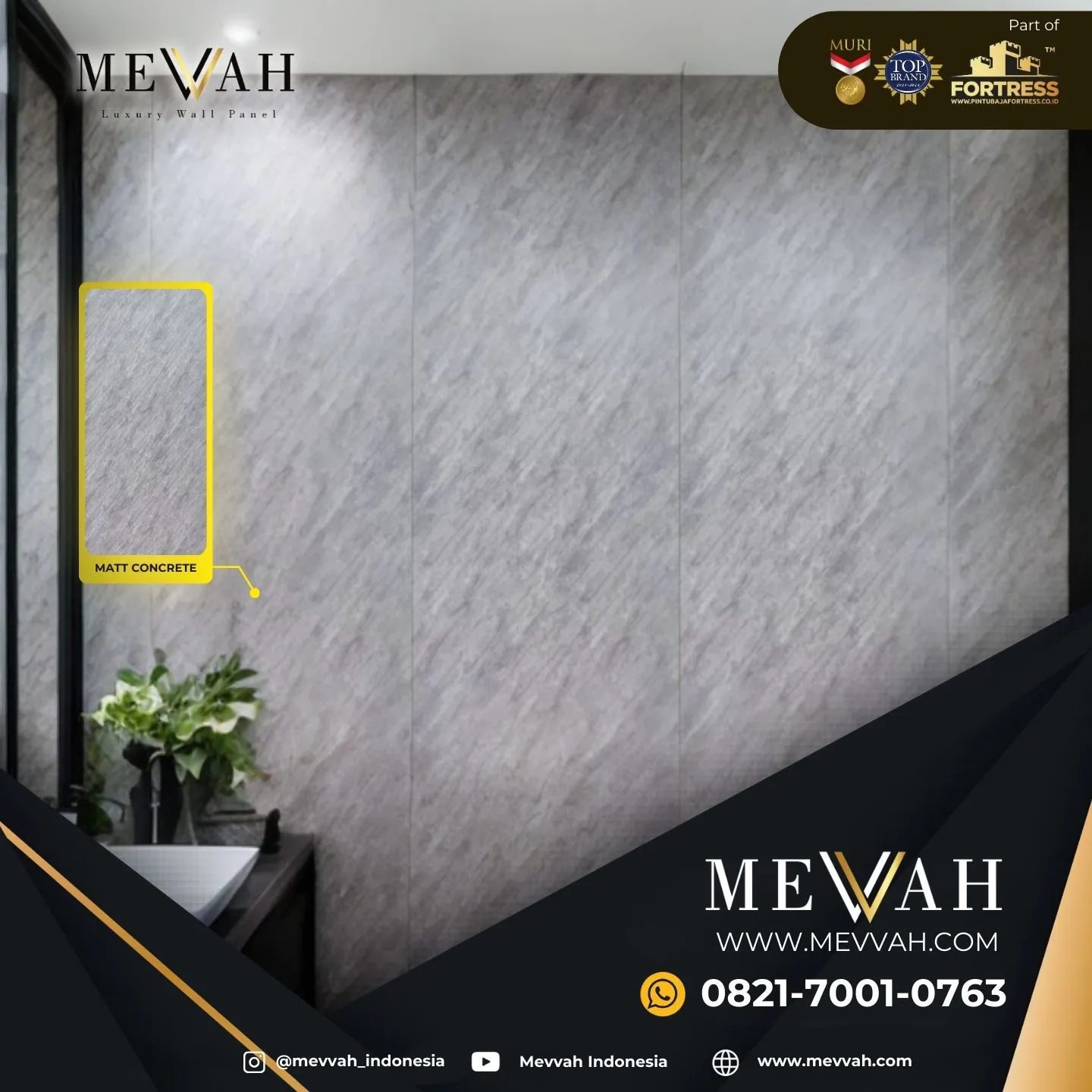 (MEVVAH) Wall Panel Dinding Pvc Marmer Abu Abu Di Sanggau