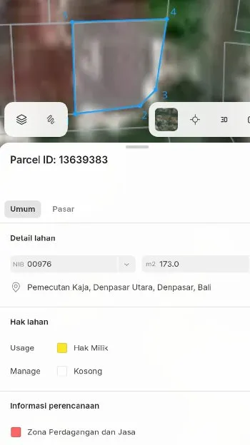 Dijual 1,73 are + Free RUMAH, Jl. Bung Tomo Gatsu Barat Pemecutan Kaja Denpasar