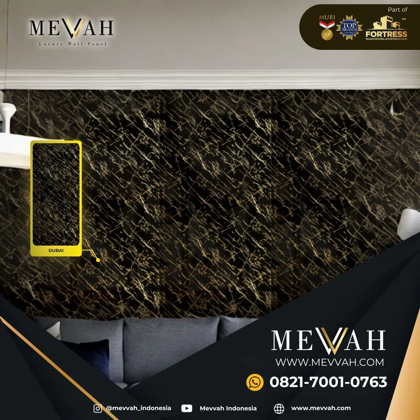 (MEVVAH) Wall Pvc Marble Panel Hitam Di Sambas