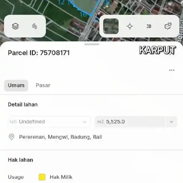 Dikontrakan 55,25 are, Jl. Dalem Wr. Raya Tanah Lot Pererenan Mengwi Badung