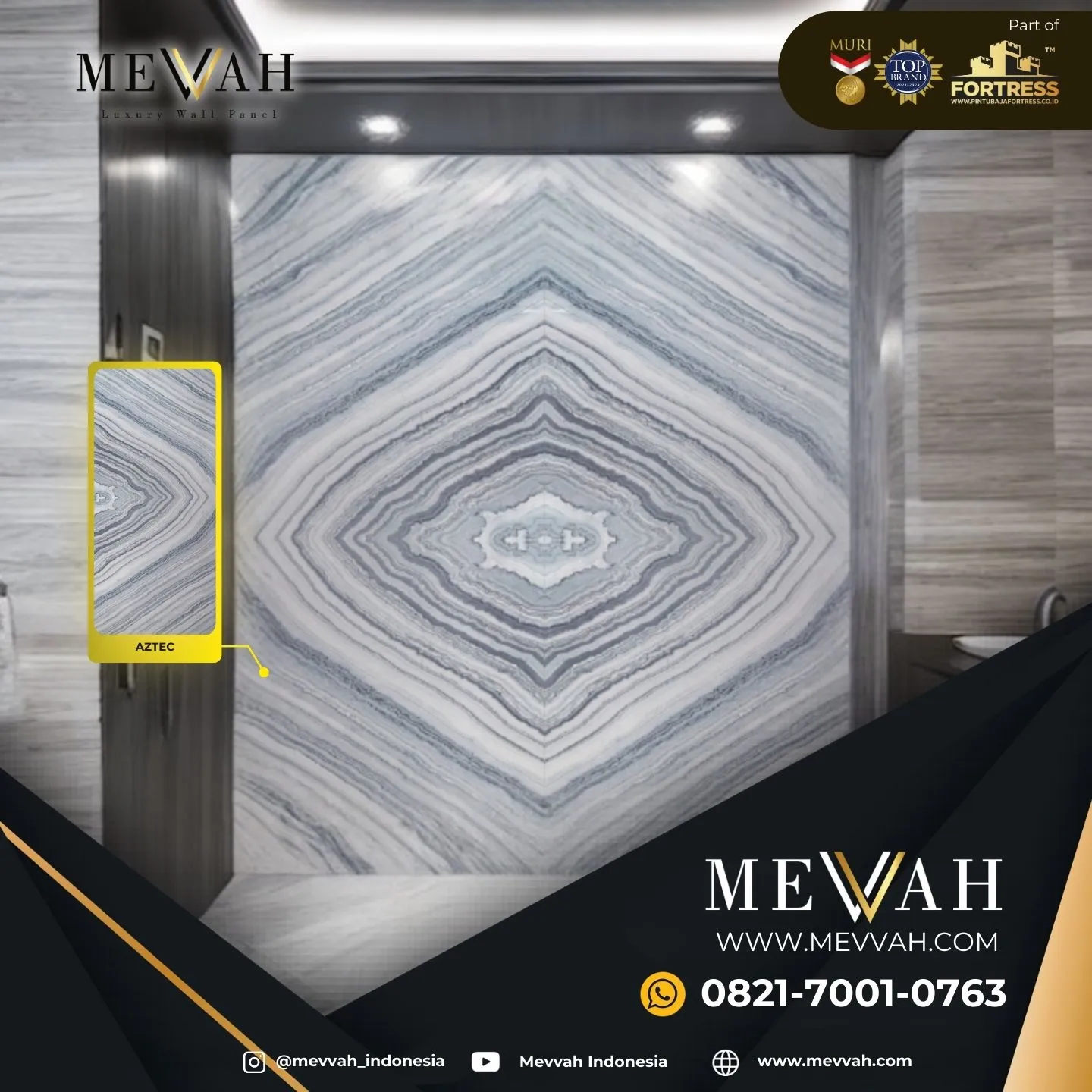 (MEVVAH) Wall Pvc Marble Panel Abu Abu Di Sekadau