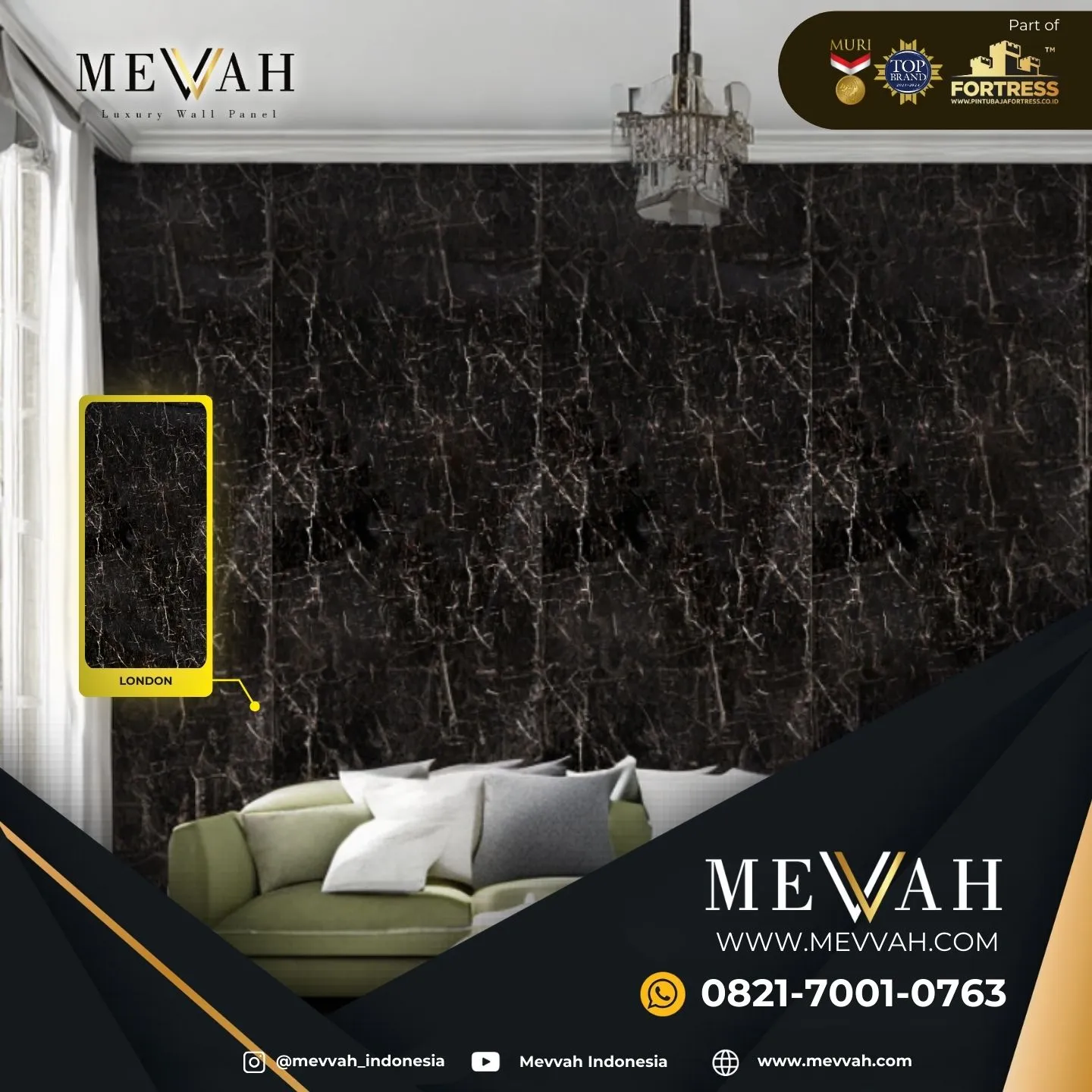 (MEVVAH) Wall Panel Marble Hitam Di Landak