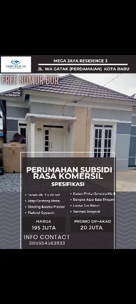 Rumah subsidi tipe 36 mewah,MEGA JAYA Residence 3