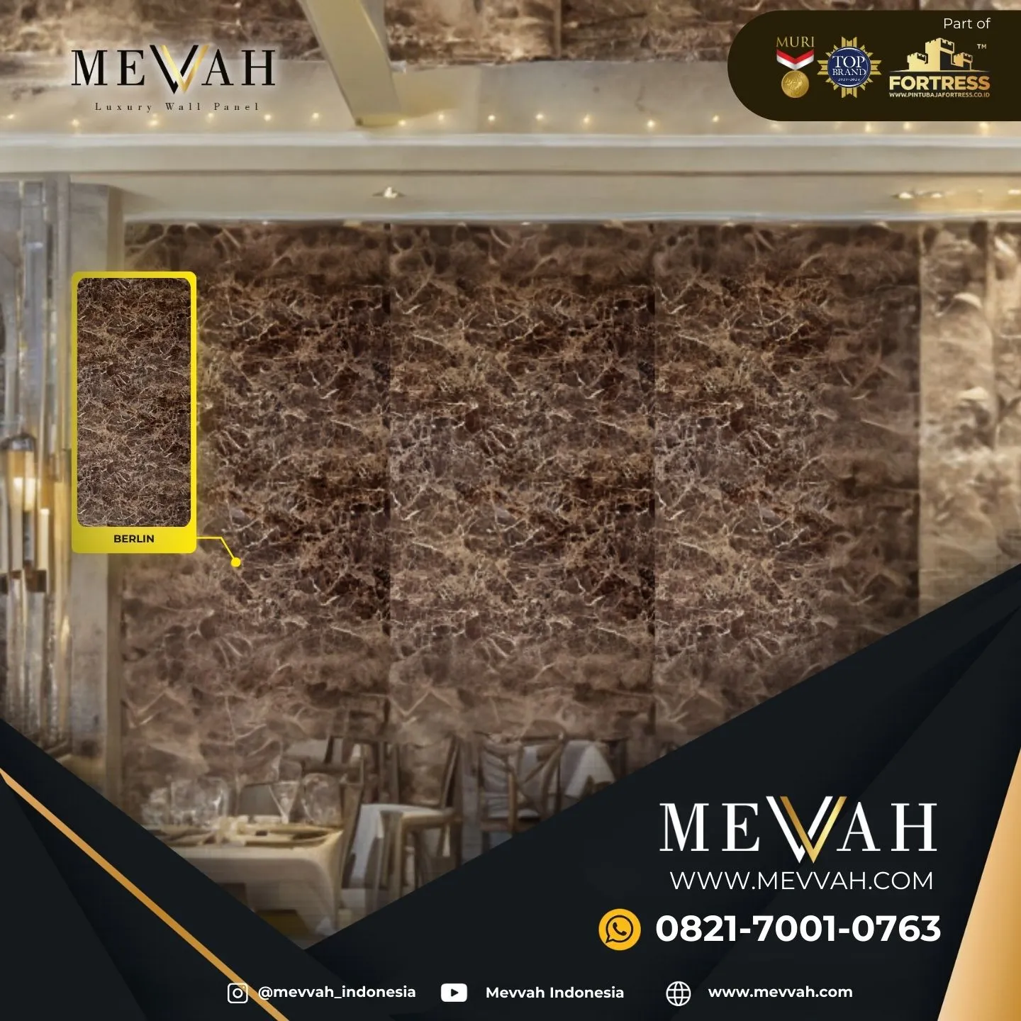 (MEVVAH) Pvc Marble Wall Panel Coklat Di Kayong Utara