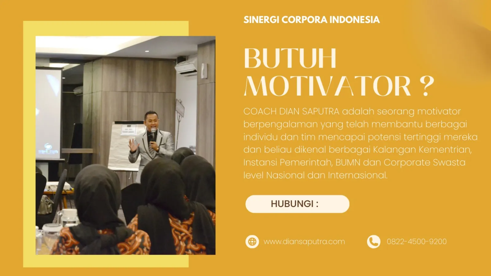 Pembicara Motivator Pangkal Pinang, Terpercaya & Solutif, Dian Saputra