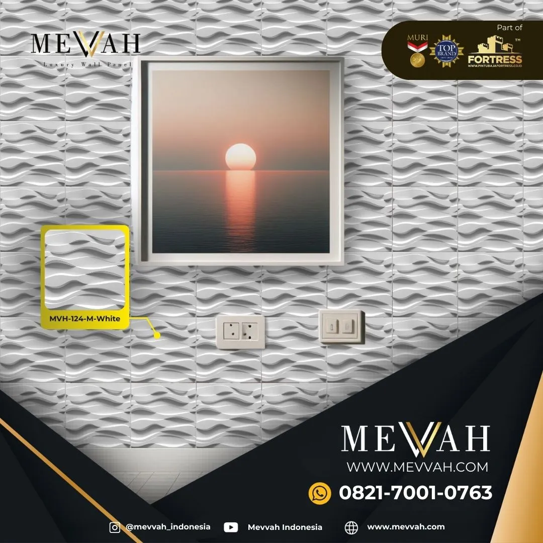 (MEVVAH) Decoration Wall Panel 3D Pvc Kamar Tidur White Di Sambas