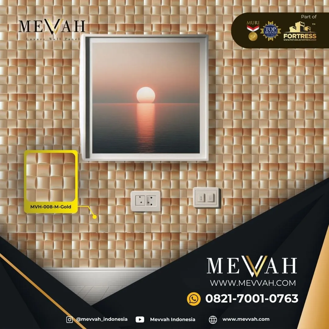 (MEVVAH) 3D Wall Panel Indonesia Pvc Ruang Tamu Gold Di Sintang