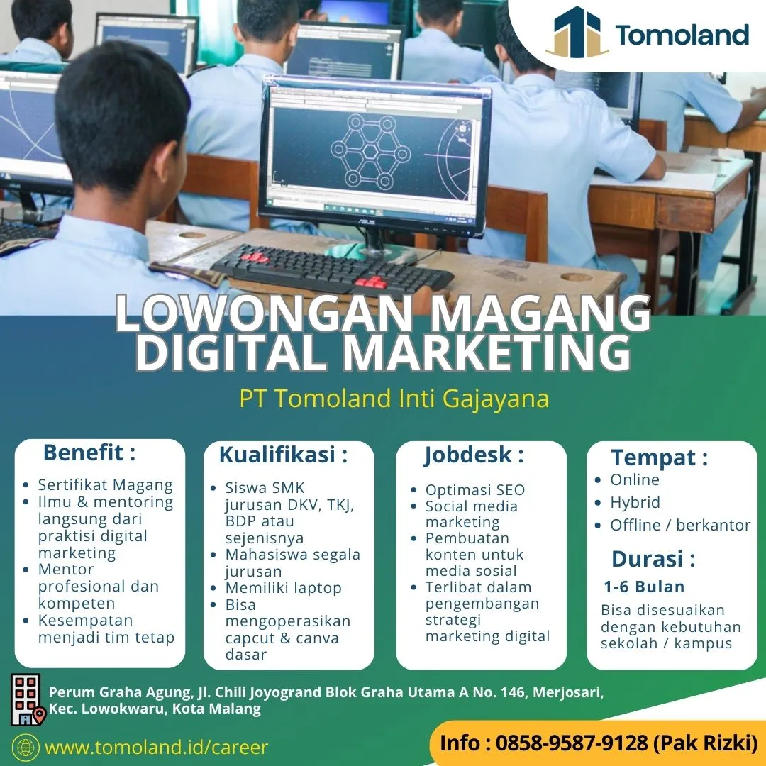 Lowongan Tempat Magang OJT SMK Jurusan Informatika Digital Marketing Malang Bululawang GRAHA AGUNG