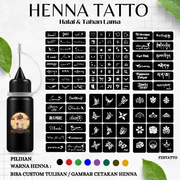 Henna Tato Halal Tahan Lama Bisa Custom Hena Kit