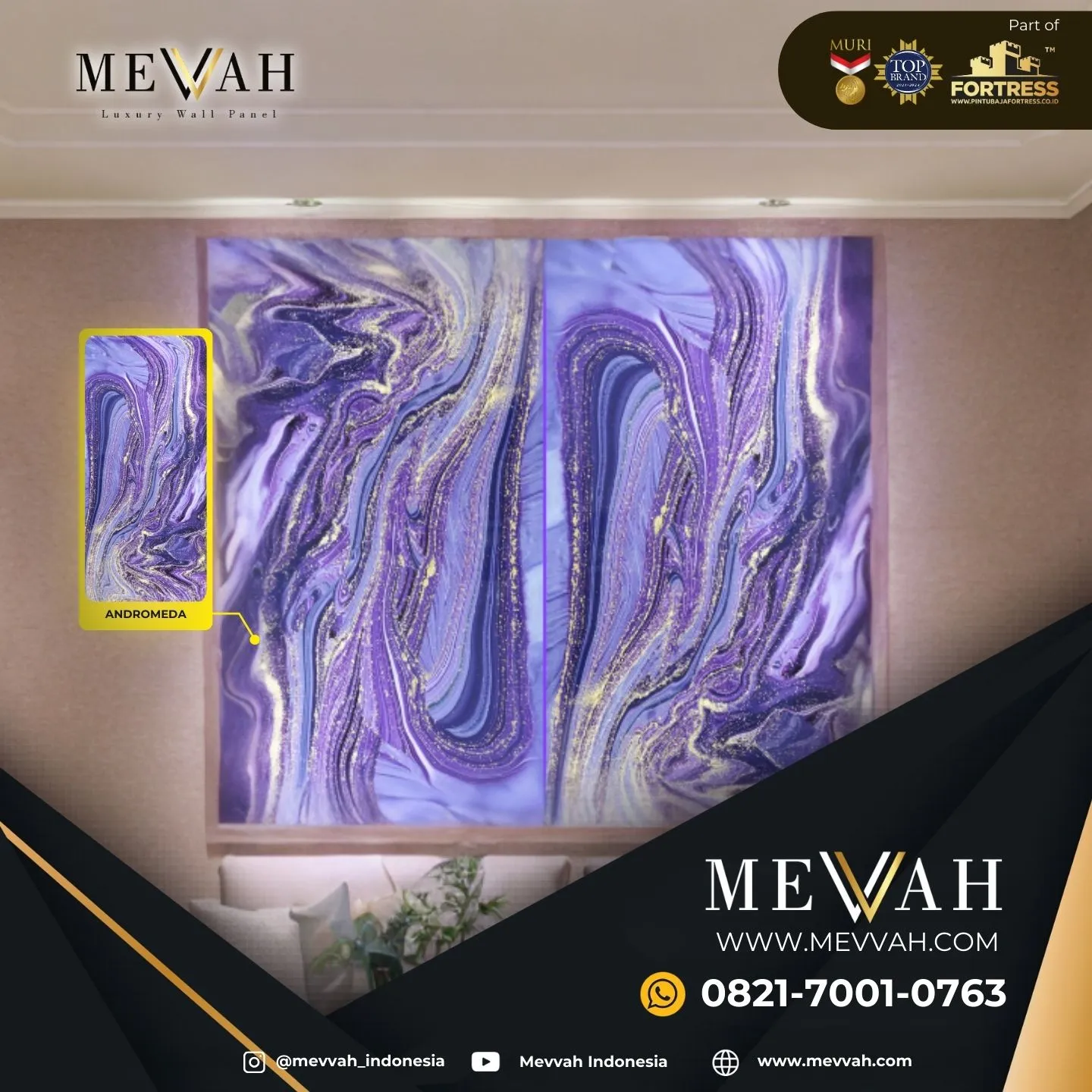 (MEVVAH) Pvc Wall Panel Marble Design Ungu Di Bengkayang