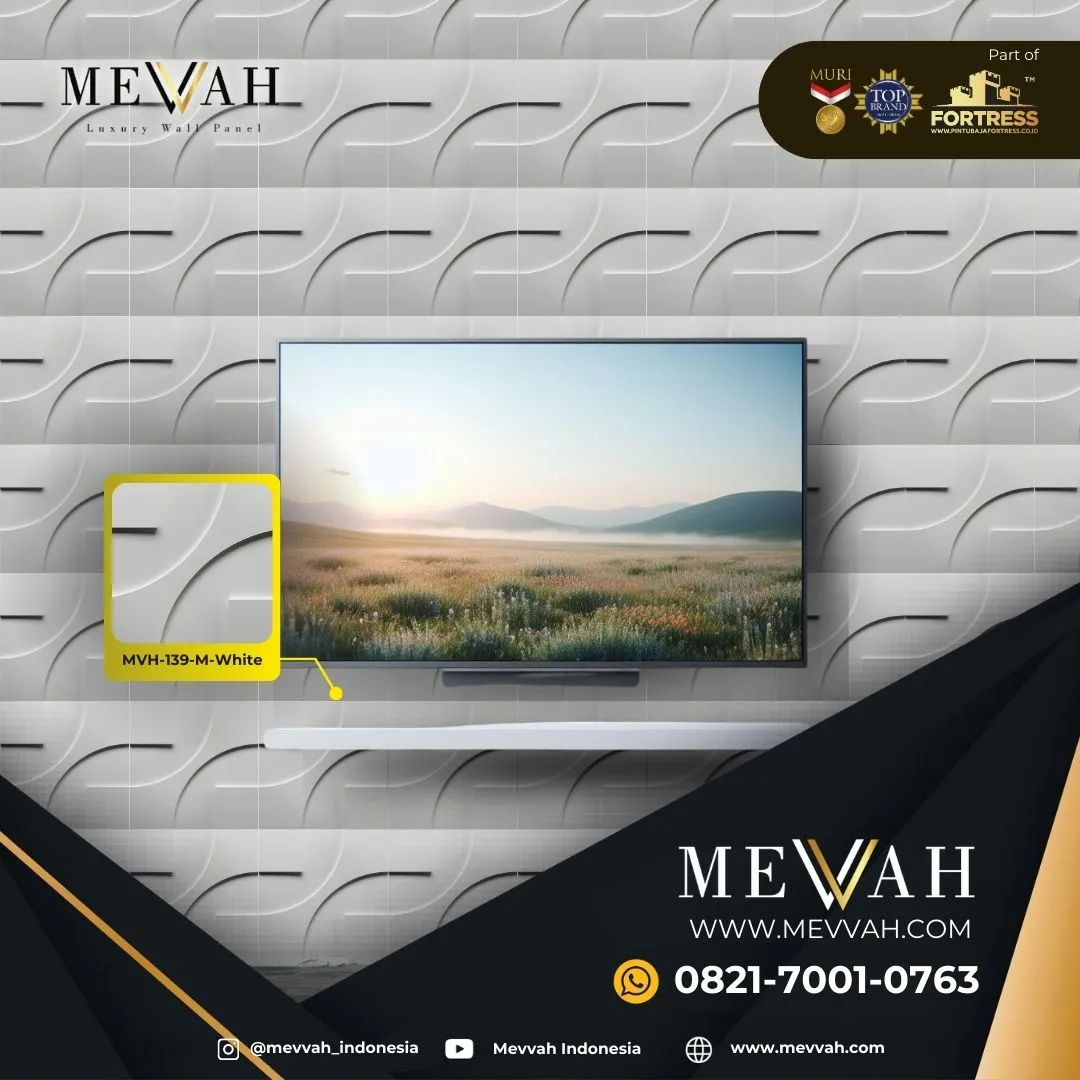 (MEVVAH) Decorative Wall Panel 3D Pvc Ruang Tamu White Di Kayong Utara