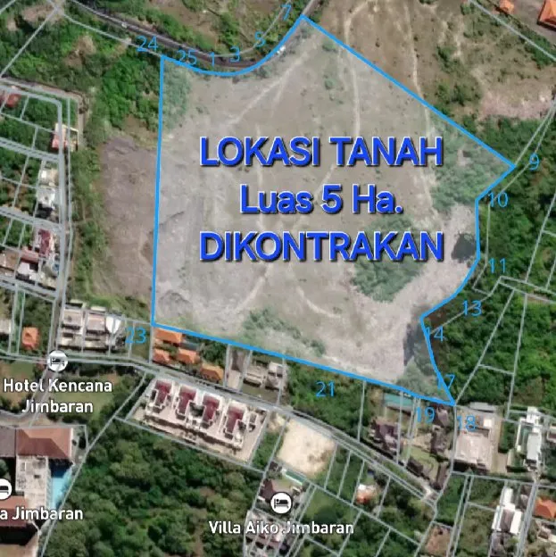 Over Kontrak 5 Ha. Jl. Wanagiri Raya Uluwatu Jimbaran Kuta Selatan