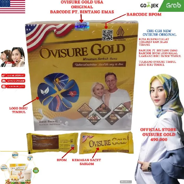 OVISURE GOLD MILK SUSU VITAMIN TULANG DAN SENDI 12 SACHET AMERIKA