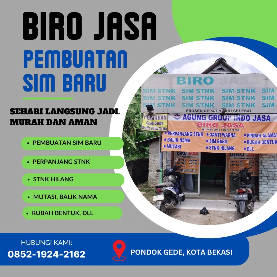 TERCEPAT, WA 0852-1924-2162, Biro Jasa Pajak Bekasi, Jasa Mutasi Dan Balik Nama Motor Jakarta