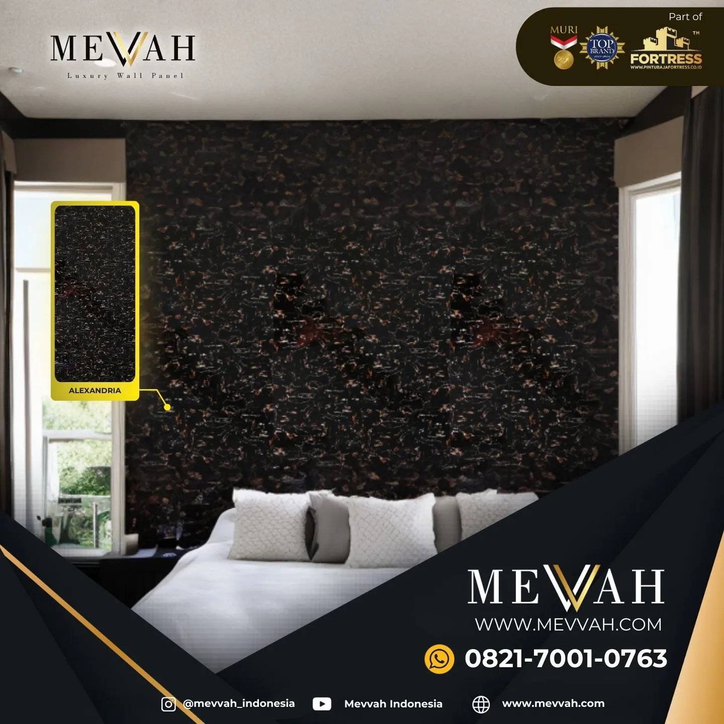 (MEVVAH) Pvc Marble Panel For Wall Hitam Di Pontianak