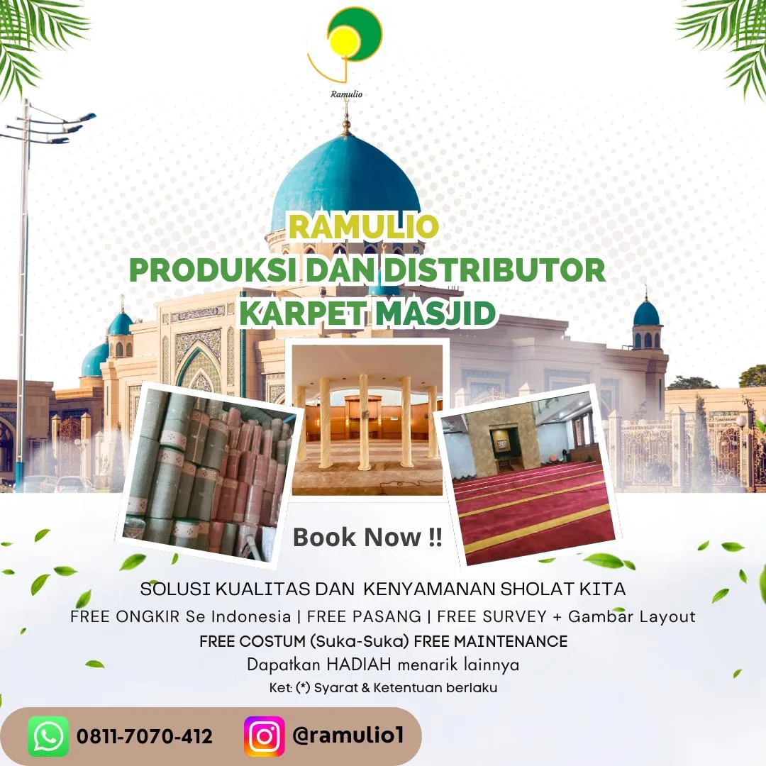 GARANSI RESMI, Distributor Harga Karpet Masjid Yang Tebal Mukomuko, Agen Karpet Masjid Lokal Dengan Kualitas Ekspor Solok