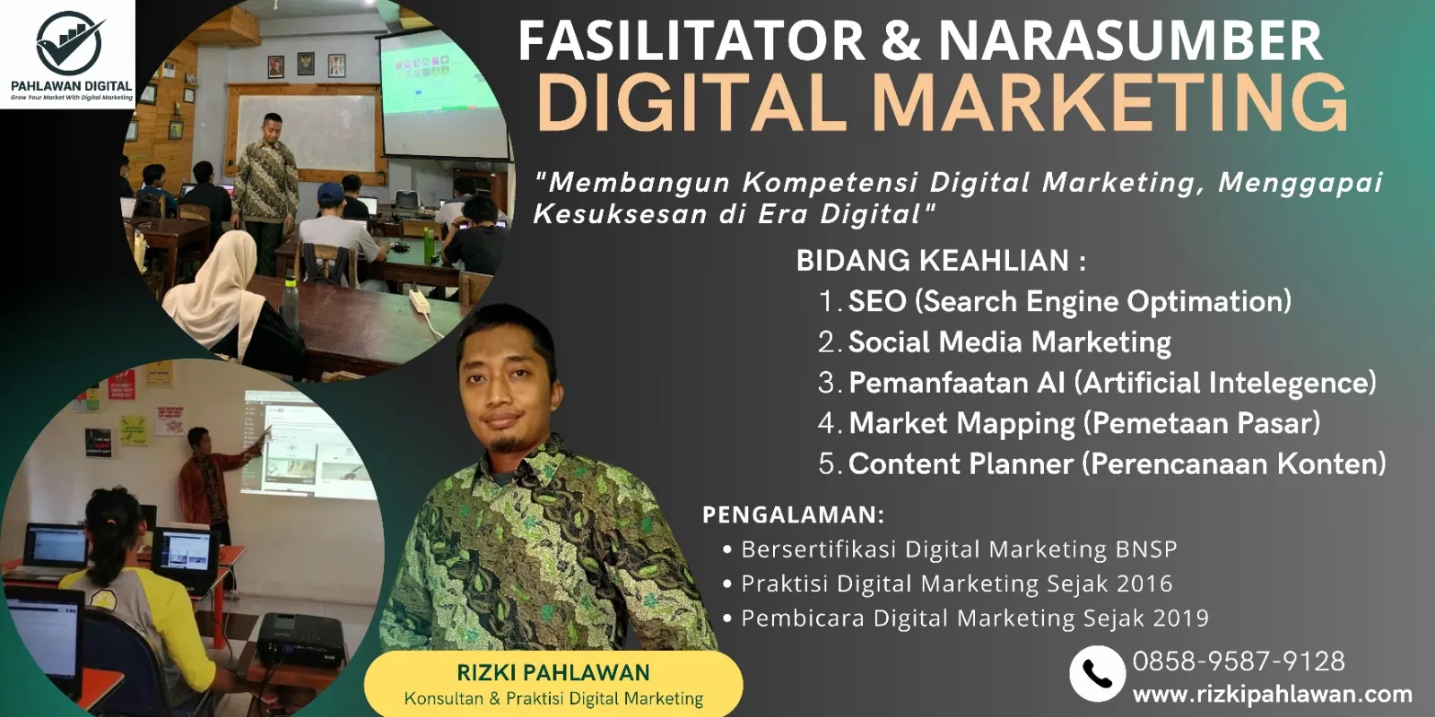 Fasilitator Narasumber Bisnis Pemasaran Online BNSP Kemenperin Tulang Bawang Jakarta RIZKI PAHLAWAN