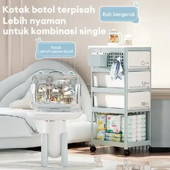 [Bahan food grade] Rak Penyimpanan bayi 2/3/4 Tingkat Kotak Penyimpanan Botol Susu Bayi Rak Serbagun