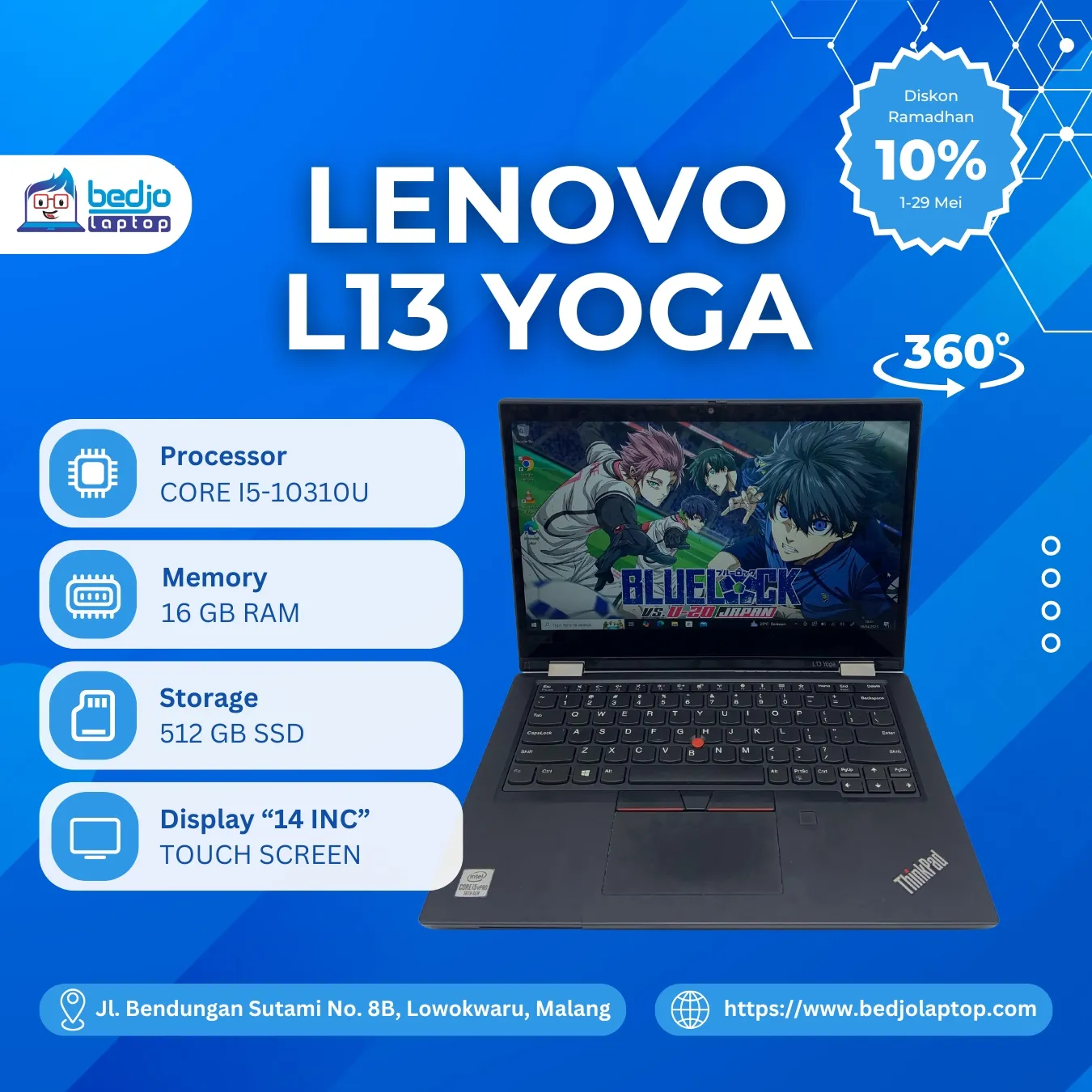 LAPTOP LENOVO L13 YOGA TERCANGGIH DI MALANG